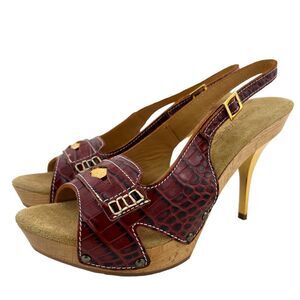 New DSQUARED2 US 6 Women Shoes Brown Leather Open Toe Platform High Heel Sandals